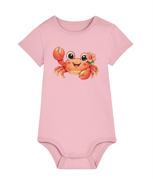 Pale pink Little Crab baby organic cotton bodysuit by Mama Hawaii