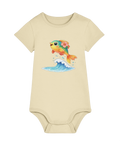 Buttery yellow Tropical Fish baby organic cotton bodysuit by Mama Hawaii